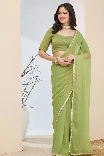 Solid silk blend ready to wear saree