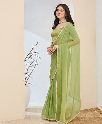 Solid silk blend ready to wear saree 2
