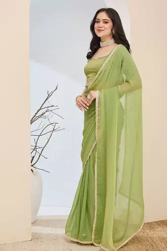 Solid silk blend ready to wear saree