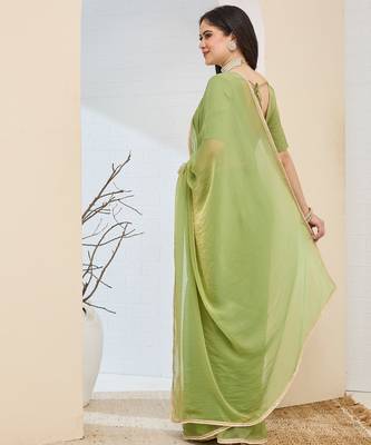 Solid silk blend ready to wear saree 3