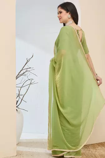 Solid silk blend ready to wear saree