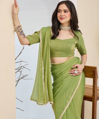 Solid silk blend ready to wear saree 4