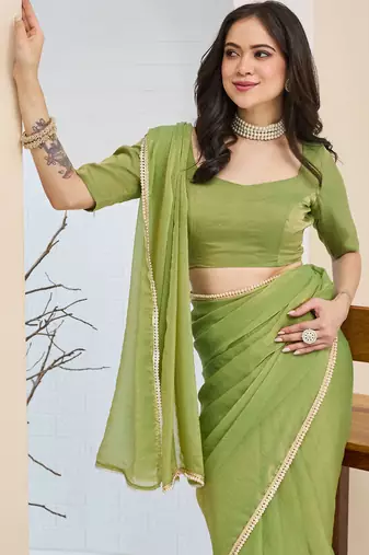 Solid silk blend ready to wear saree