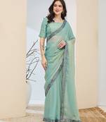 Solid silk blend ready to wear saree
