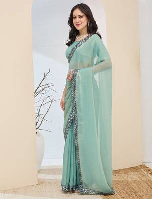 Solid silk blend ready to wear saree 2
