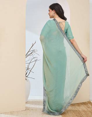 Solid silk blend ready to wear saree 3