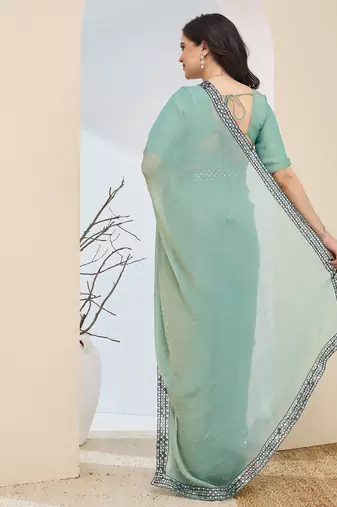 Solid silk blend ready to wear saree