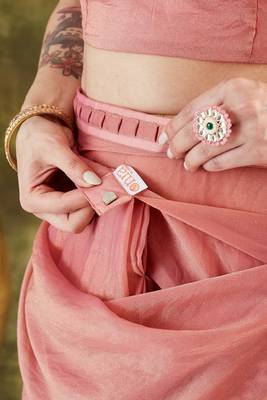 Solid silk blend ready to wear saree 1