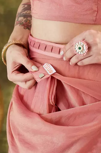 Solid silk blend ready to wear saree