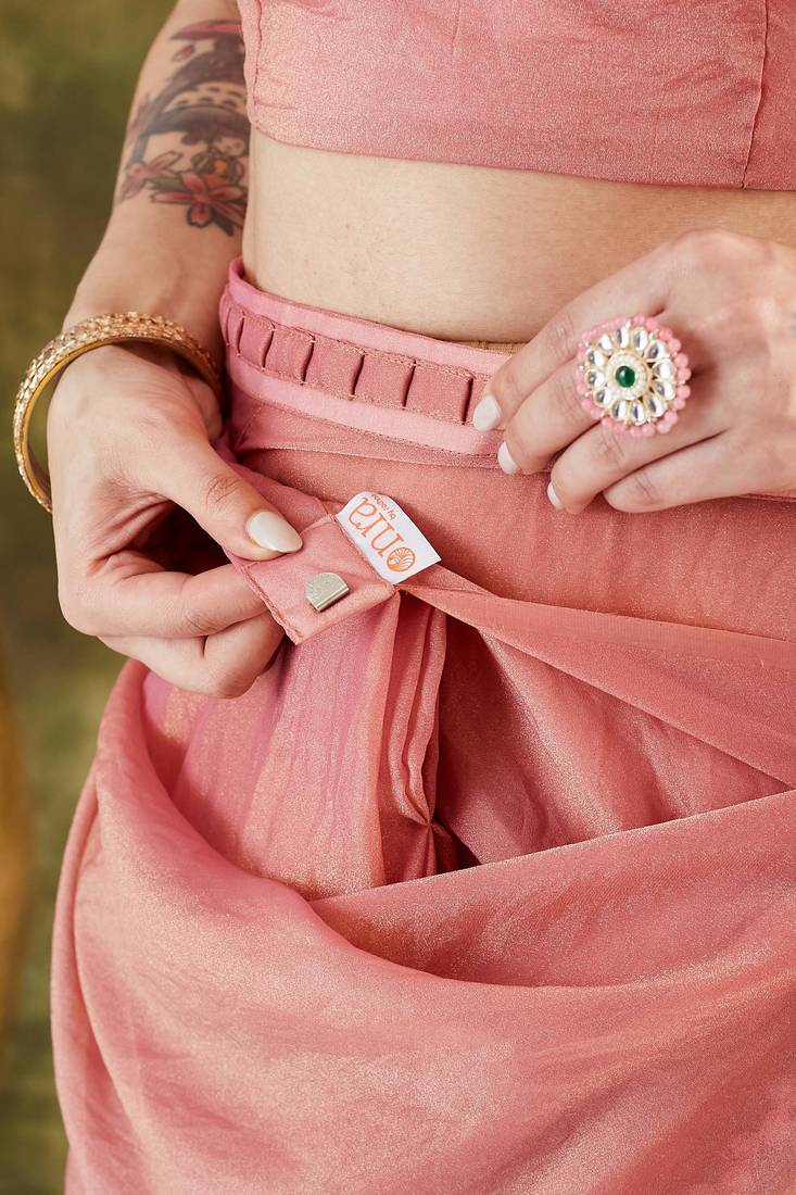 Solid silk blend ready to wear saree