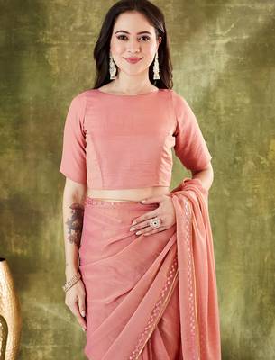 Solid silk blend ready to wear saree 2