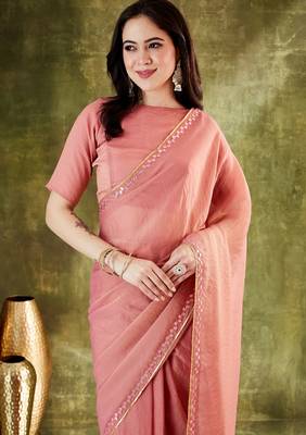 Solid silk blend ready to wear saree 4