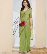 Solid silk blend ready to wear saree