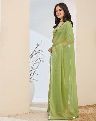 Solid silk blend ready to wear saree 3
