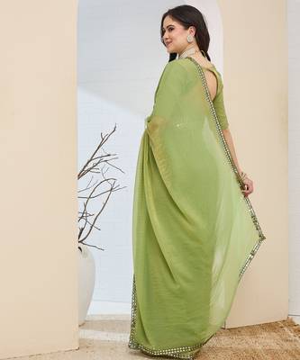 Solid silk blend ready to wear saree 4