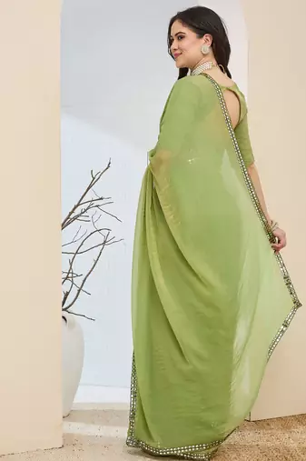 Solid silk blend ready to wear saree