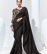 Black embroidery crush tissue fancy saree with blouse piece
