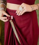 Solid silk blend ready to wear saree