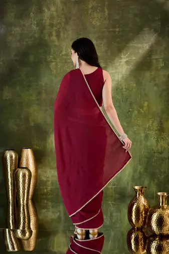 Solid silk blend ready to wear saree