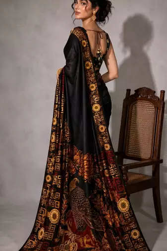 Geometeri print satin ready to wear saree