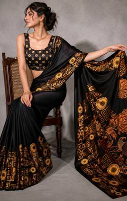 Geometeri print satin ready to wear saree 3