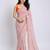 Fanta color all over floral printed with premium lace border georgette saree with unstitched blouse