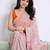 Fanta color all over floral printed with premium lace border georgette saree with unstitched blouse