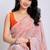 Fanta color all over floral printed with premium lace border georgette saree with unstitched blouse