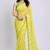 Lemon color all over floral printed with premium lace border georgette saree with unstitched blouse