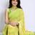 Lemon color all over floral printed with premium lace border georgette saree with unstitched blouse