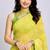 Lemon color all over floral printed with premium lace border georgette saree with unstitched blouse