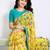 Yellow color all over floral printed with premium lace border georgette saree with unstitched blouse