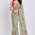 Pista color all over floral printed with premium lace border georgette saree with unstitched blouse