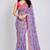 Purple color all over floral printed with premium lace border georgette saree with unstitched blouse