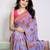 Purple color all over floral printed with premium lace border georgette saree with unstitched blouse
