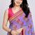 Purple color all over floral printed with premium lace border georgette saree with unstitched blouse
