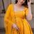 Chanderi jequard butti with mirror work with full sleeves anarkali set