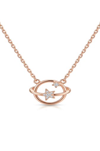 925 Sterling Silver Rose Gold Plated Solitaire Necklace with Cubic Zirconia