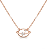 925 Sterling Silver Rose Gold Plated Solitaire Necklace with Cubic Zirconia