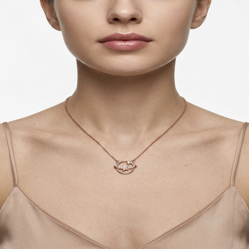 925 Sterling Silver Rose Gold Plated Solitaire Cubic Zirconia Pendant Necklace Set 4