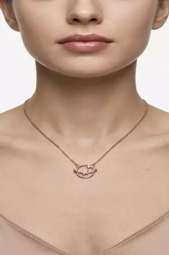 925 Sterling Silver Rose Gold Plated Solitaire Cubic Zirconia Pendant Necklace Set