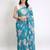Color all over floral printed with premium lace border georgette saree with unstitched blouse