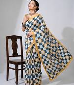 Checked print satin reagular saree