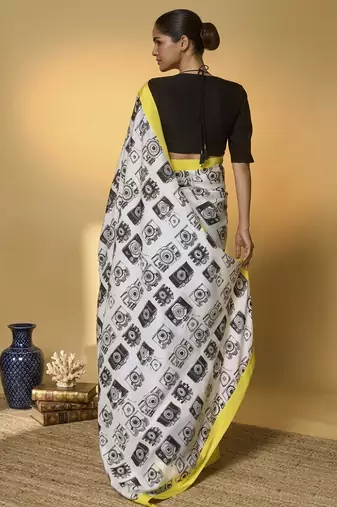 Satin camera print ready to wear saree