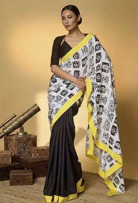 Satin camera print ready to wear saree 4