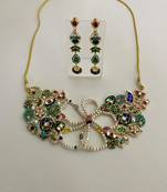 The multicolor kundan floral necklace & earring set