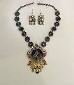 The peacock portrait necklace & earring set