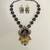 The peacock portrait necklace & earring set