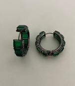 Emerald diamond hoop earrings