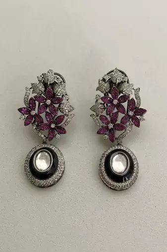 The ruby bloom diamond earrings
